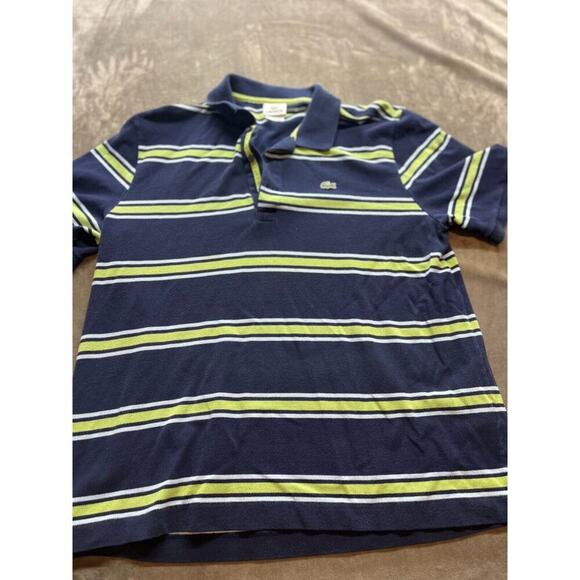 Lacoste Polo Short Sleeve Shirt -‎ Black Striped w Alligator Logo - Men’s Size 6 - Picture 1 of 6